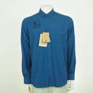 New Mammut Lenni Button Down Shirt Mens Large Blue Plaid Outdoor Hiking Tech